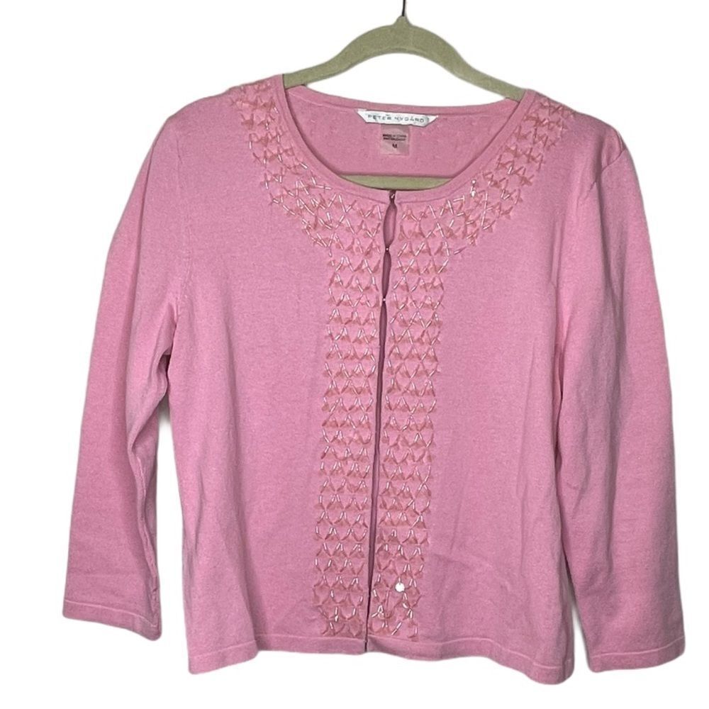 Peter Nygard Beaded Cardigan‎ Sweater Pink as is